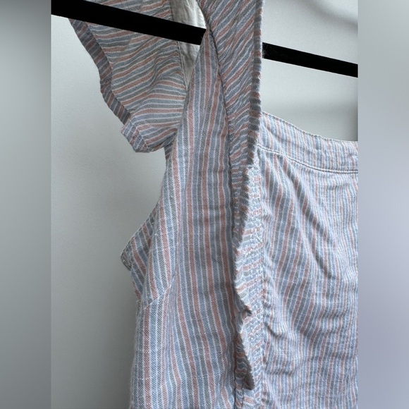 Japna Striped Smocked Flutter Straps Embroidered Peplum Boho Blouse Top Medium - Picture 3 of 13